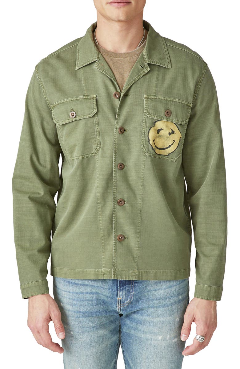 Lucky Brand Smiley Face Shirt Jacket, Main, color, 