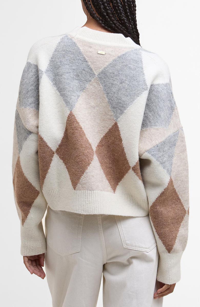 Barbour Silvia Diamond Jacquard Wool Blend Cardigan, Alternate, color, Ivory Multi
