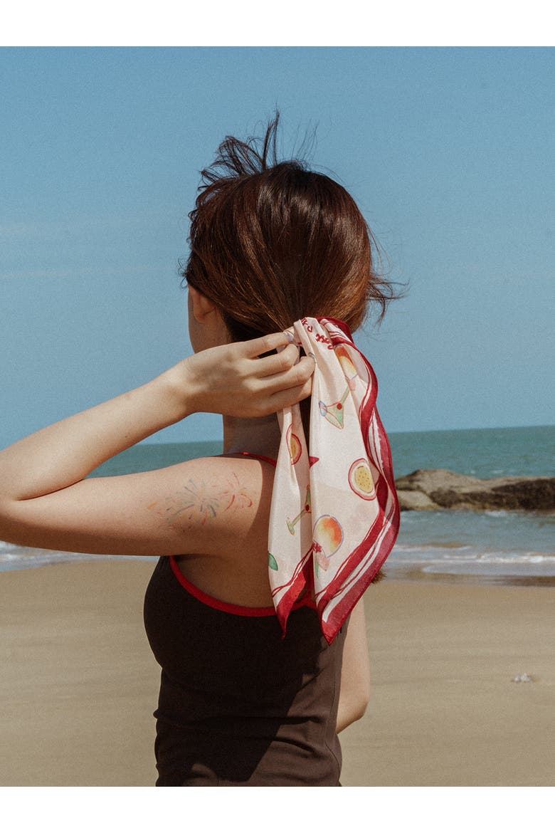 "Happy Hour" Silk Bandana, Alternate, color, Martini Pink