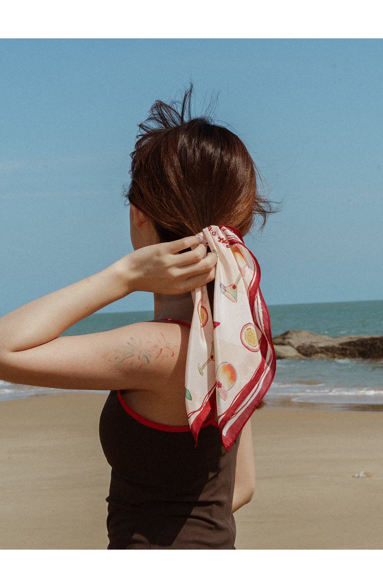 Lost Pattern NYC "Happy Hour" Silk Bandana, Alternate, color, Martini Pink