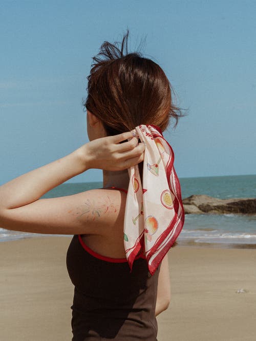 Lost Pattern Nyc "happy Hour" Silk Bandana In Neutral