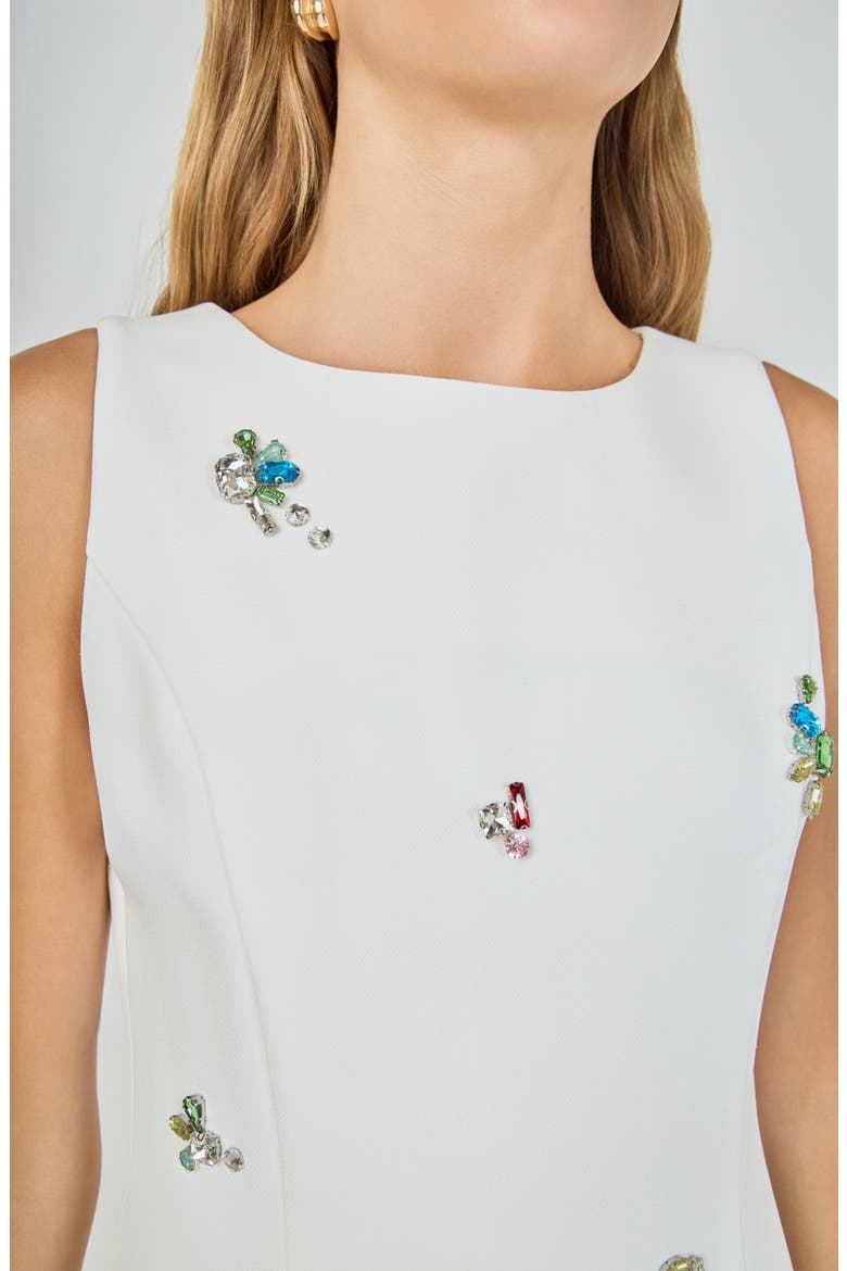 Rhinestone Detail Sleeveless Sheath Minidress, Alternate, color, WHITE