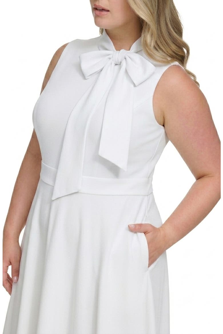 Bow Neck Sleeveless Stretch Crepe Jumpsuit, Alternate, color, IVORY