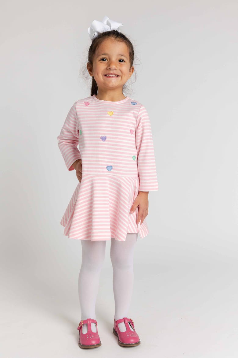 Stripe Knit Dress with Hearts, Alternate, color, Pink & White Stripe