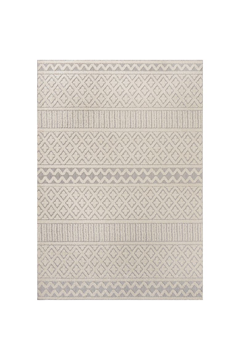 Ormond High-Low Modern Trellis Geometric Indoor/Outdoor Area Rug, Main, color, Cream/Gray