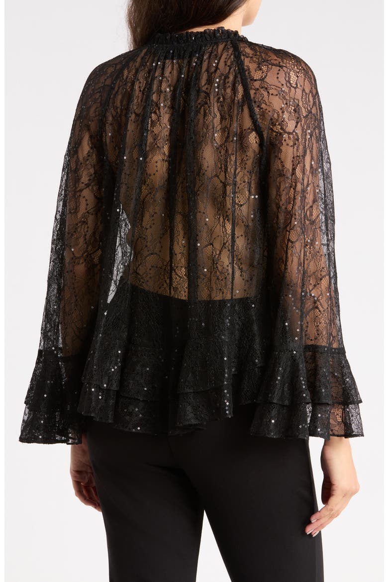 Sequin Lace Ruffle Top, Alternate, color, BLACK