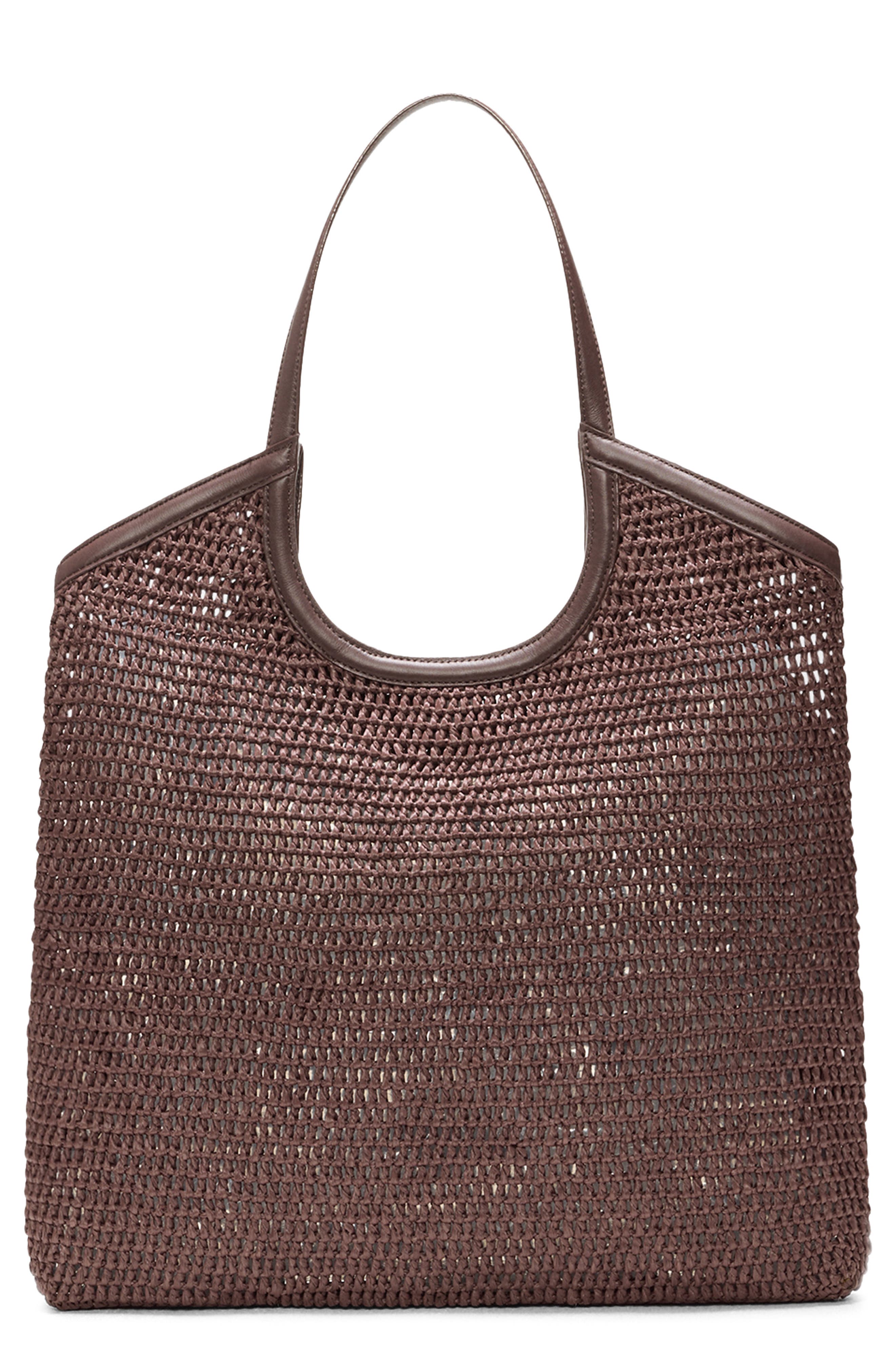 MZ Wallace Large Georgica Crochet Tote, Main, color, Brown Crochet