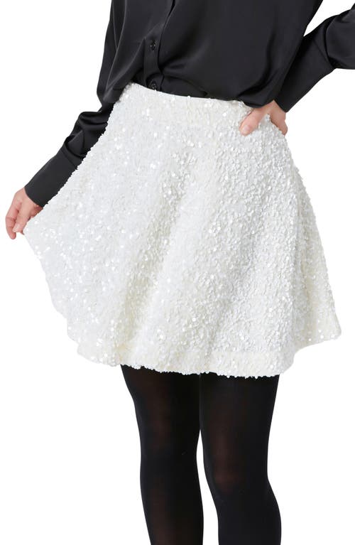 Endless Rose Sequin Flare Miniskirt In Ivory