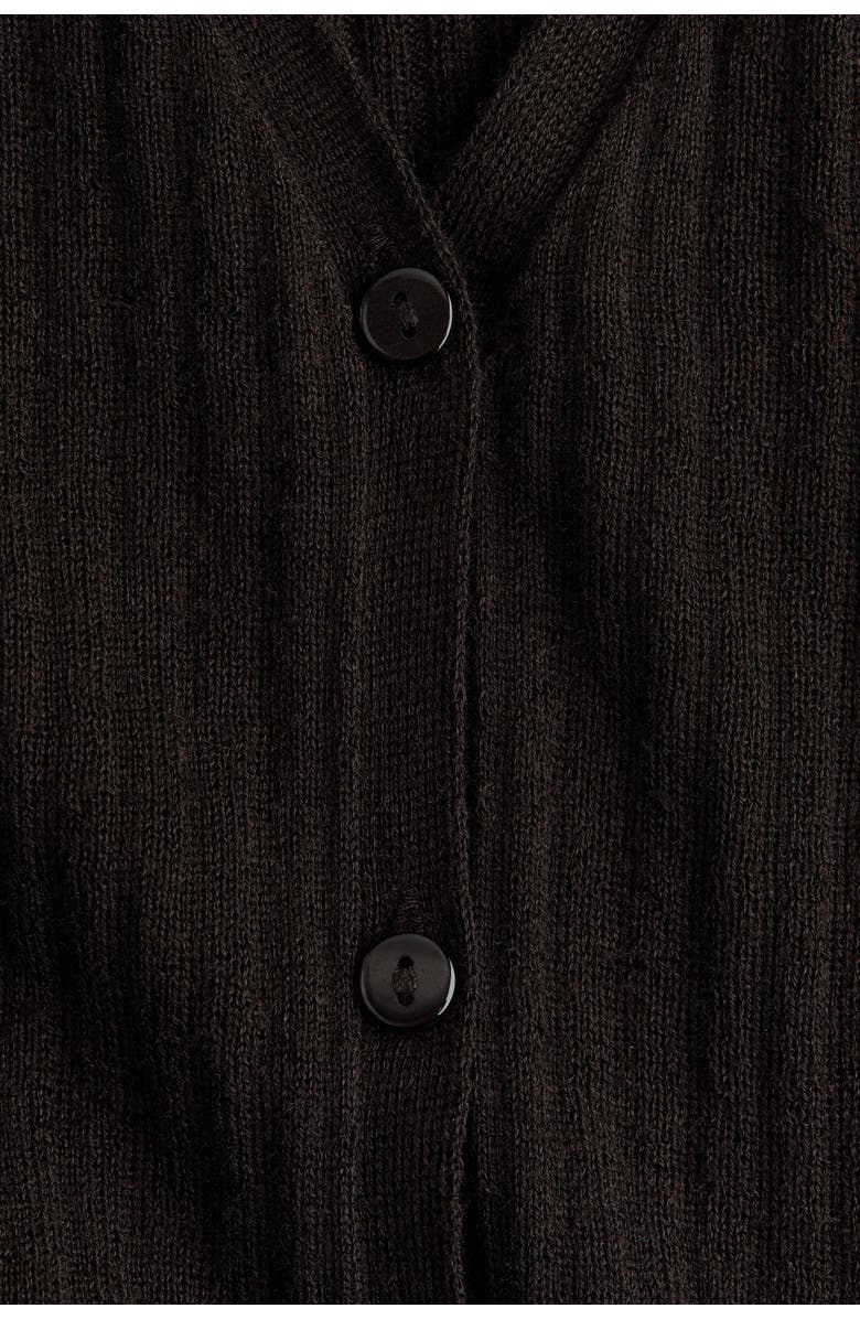 H&M Rib-knit Linen-blend Cardigan, Alternate, color, Dark Brown