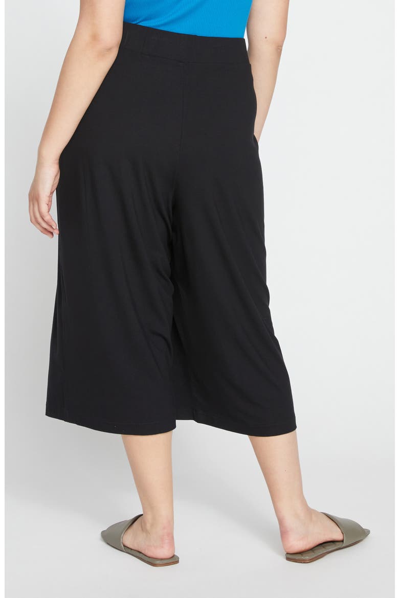 Casual Cotton Culottes, Alternate, color, BLACK