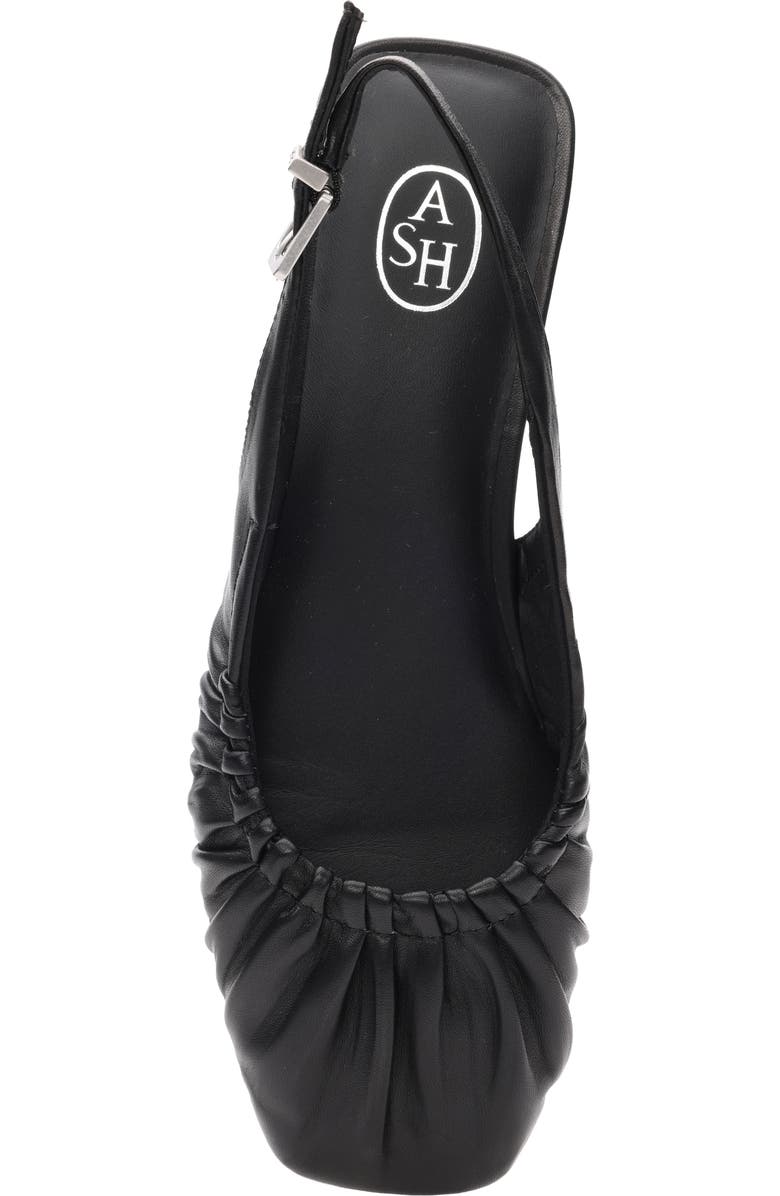 Ash Bibi Ruched Square Toe Slingback Flat, Alternate, color, Black