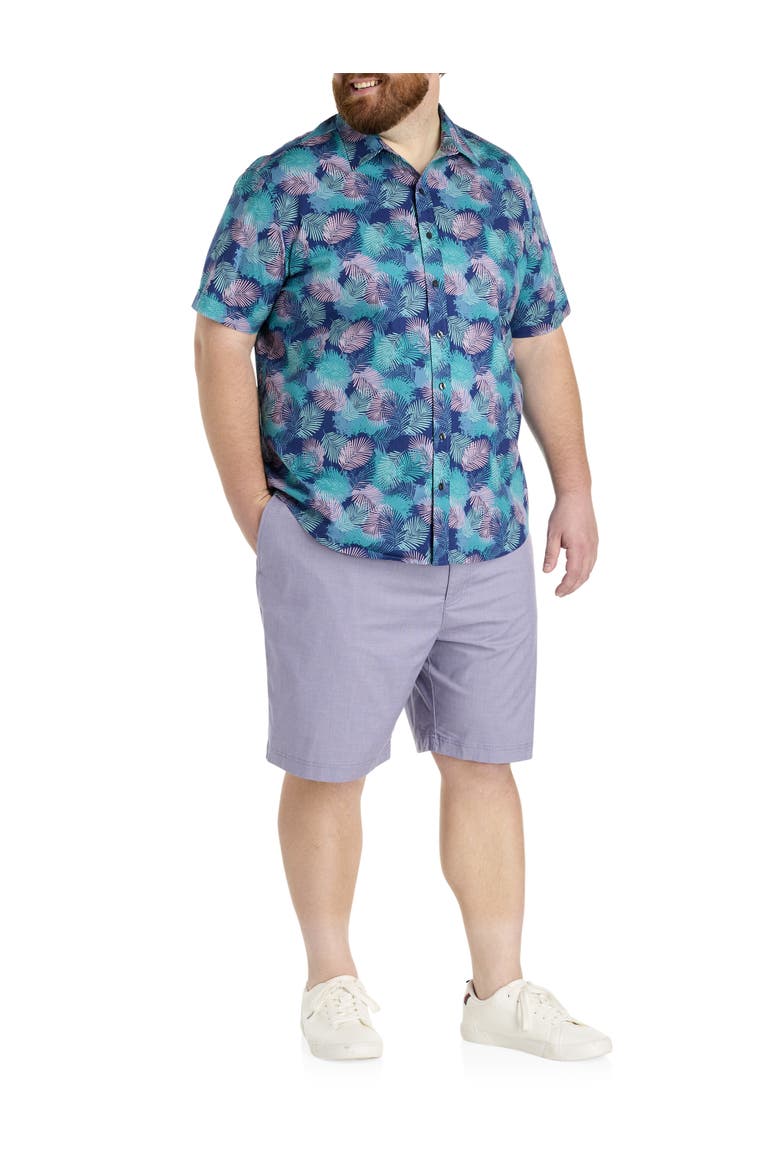 Big & Tall Leaf Print Sport Shirt, Alternate, color, MULTI