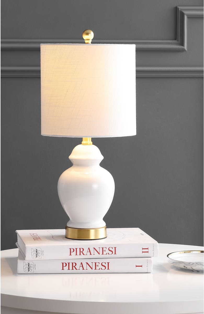 JONATHAN Y Perry Ceramic/Metal LED Table Lamp, Alternate, color, White