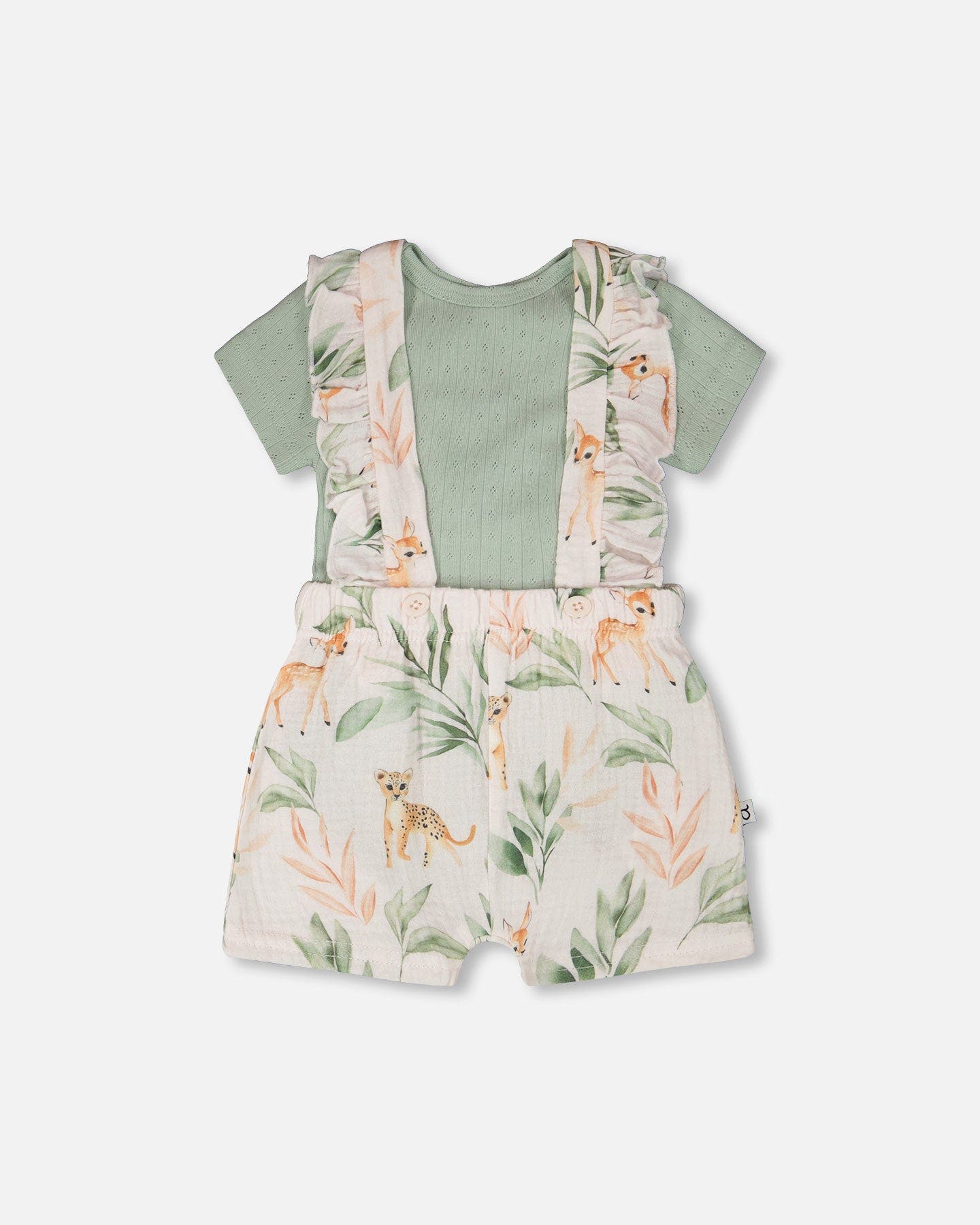 selected Green and Peach Deer Print