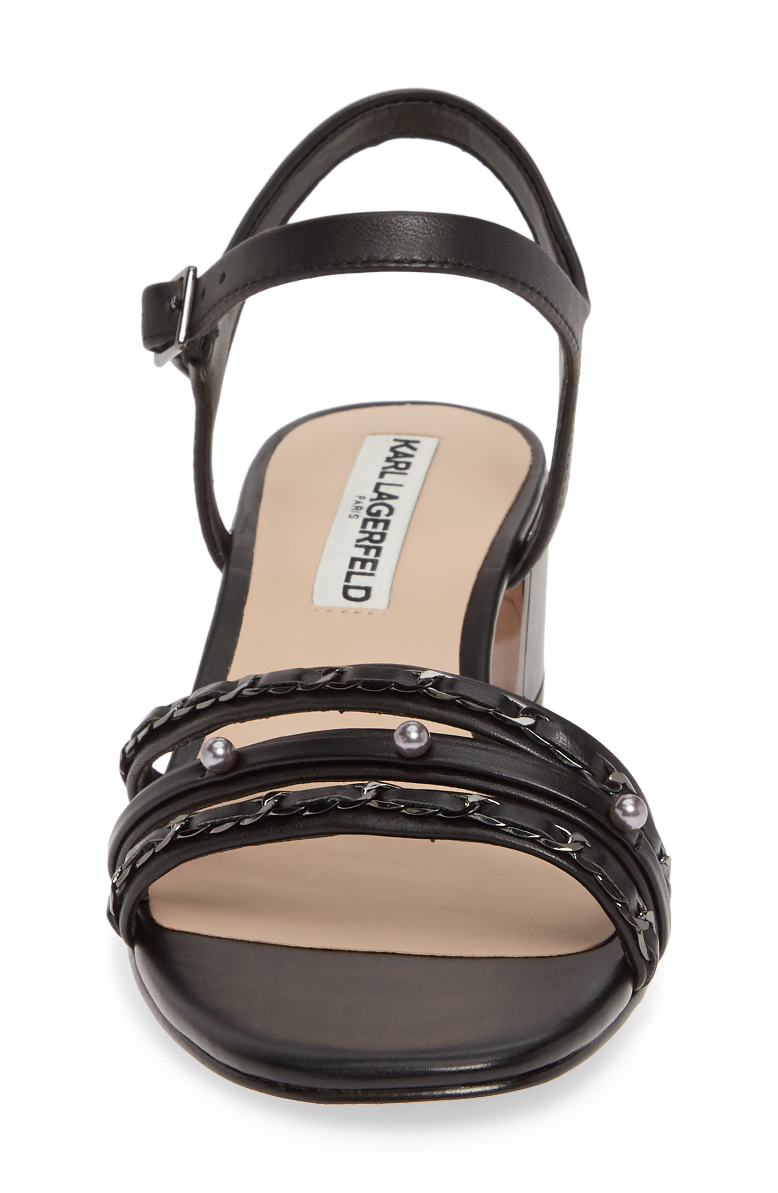 KARL LAGERFELD PARIS Tori Imitation Pearl Sandal, Alternate, color, 