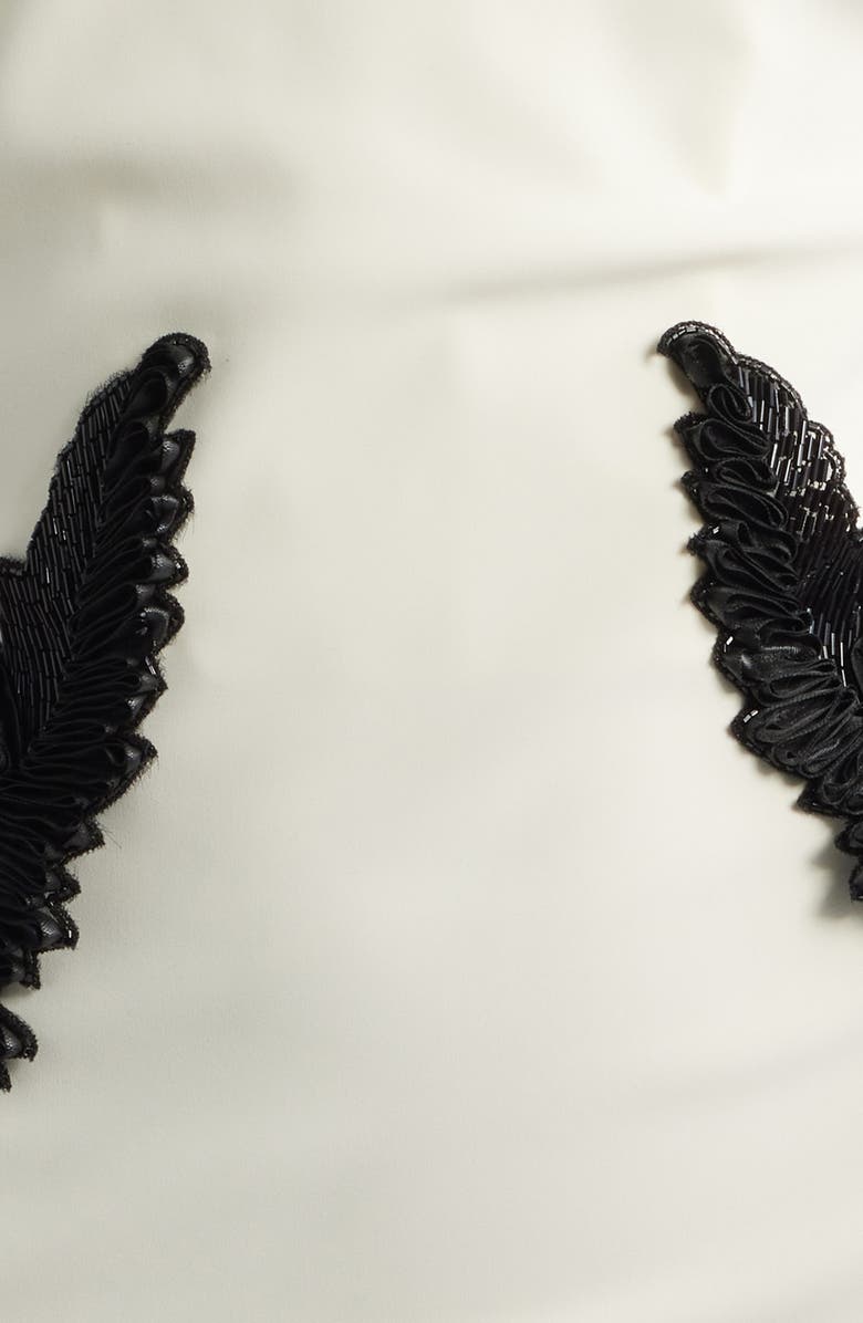 Chiara Boni La Petite Robe Ordana Feather Detail Strapless Satin Gown, Alternate, color, Cream