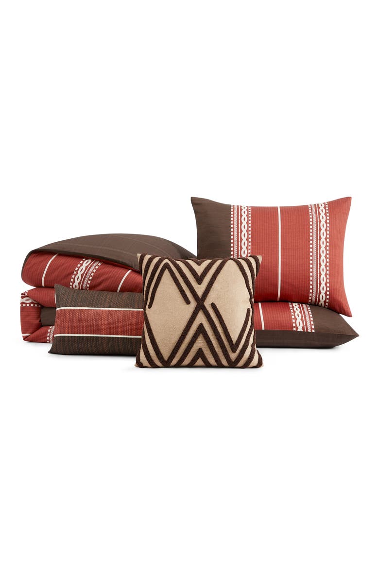 Terra Spice Reversible 5-Piece Comforter Set, Main, color, BROWN