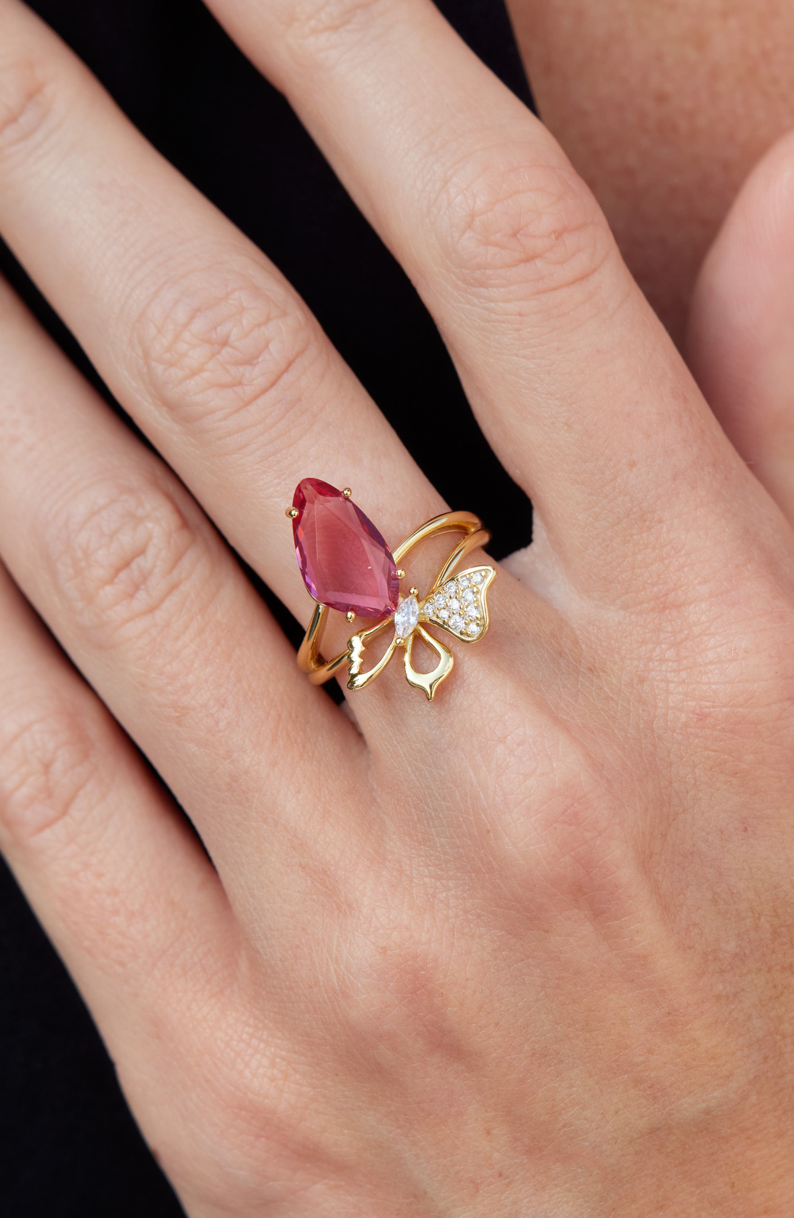 SAVVY CIE JEWELS Carved Stone Butterfly Ring (Women) | Nordstromrack