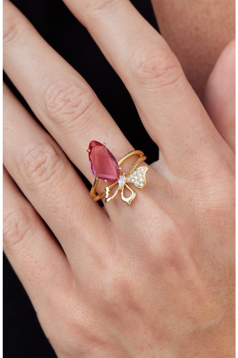 Carved Stone Butterfly Ring, Alternate, color, YELLOW GOLD