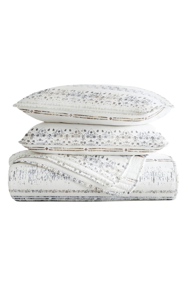 HOMESPUN Pattern Reversible Quilt & Sham Set, Main, color, Stripe Taupe