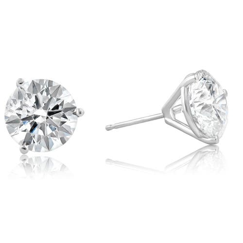 Bliss Diamond Certified 6 Ct Tw 14k Gold Lab Grown Round-cut Diamond Martini Studs In Silver
