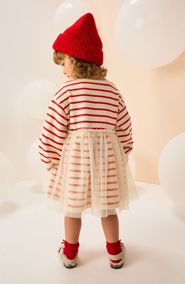 NEXT Kids' Christmas Stripe Tulle Overlay Party Dress, Alternate, color, Multi