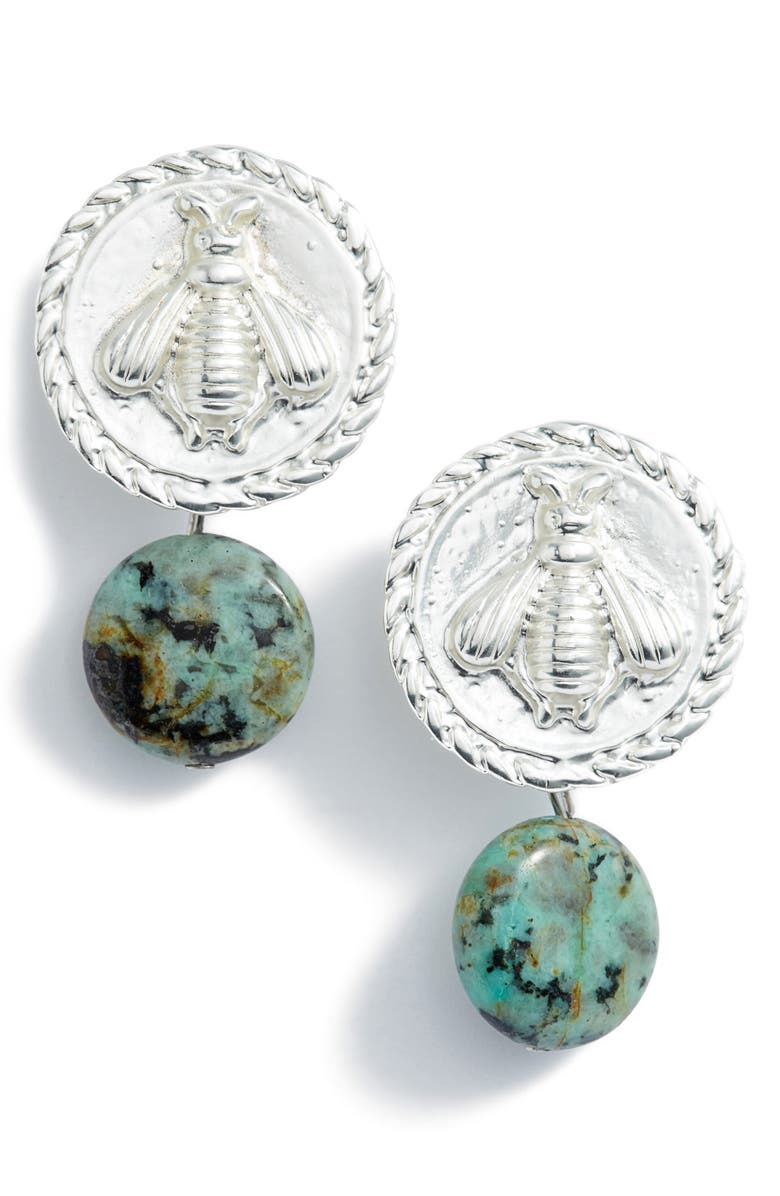 Karine Sultan African Jasper Bee Clip-On Earrings, Main, color, 