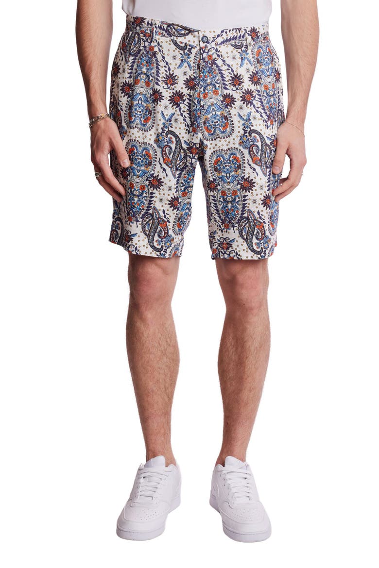 Felix Slim Fit Shorts, Main, color, WHITE BLUE ORANGE PAISLEY