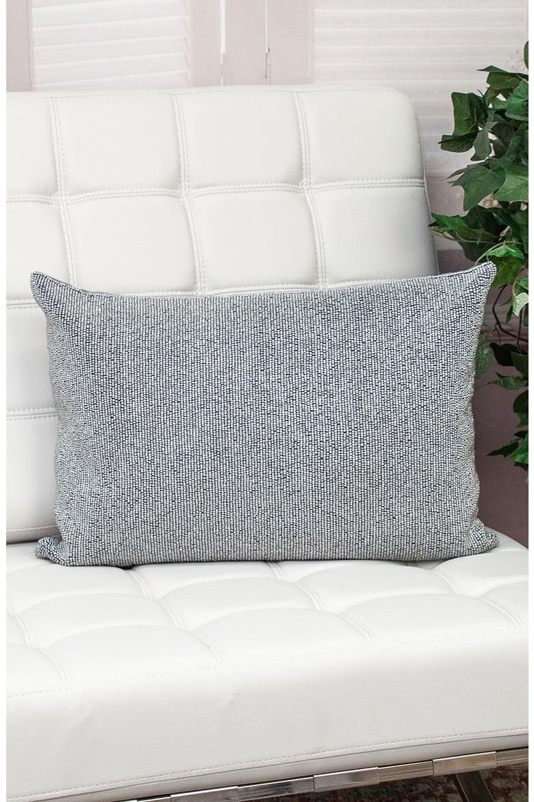 Aster Embellished Throw Pillow, Alternate, color, SILVER