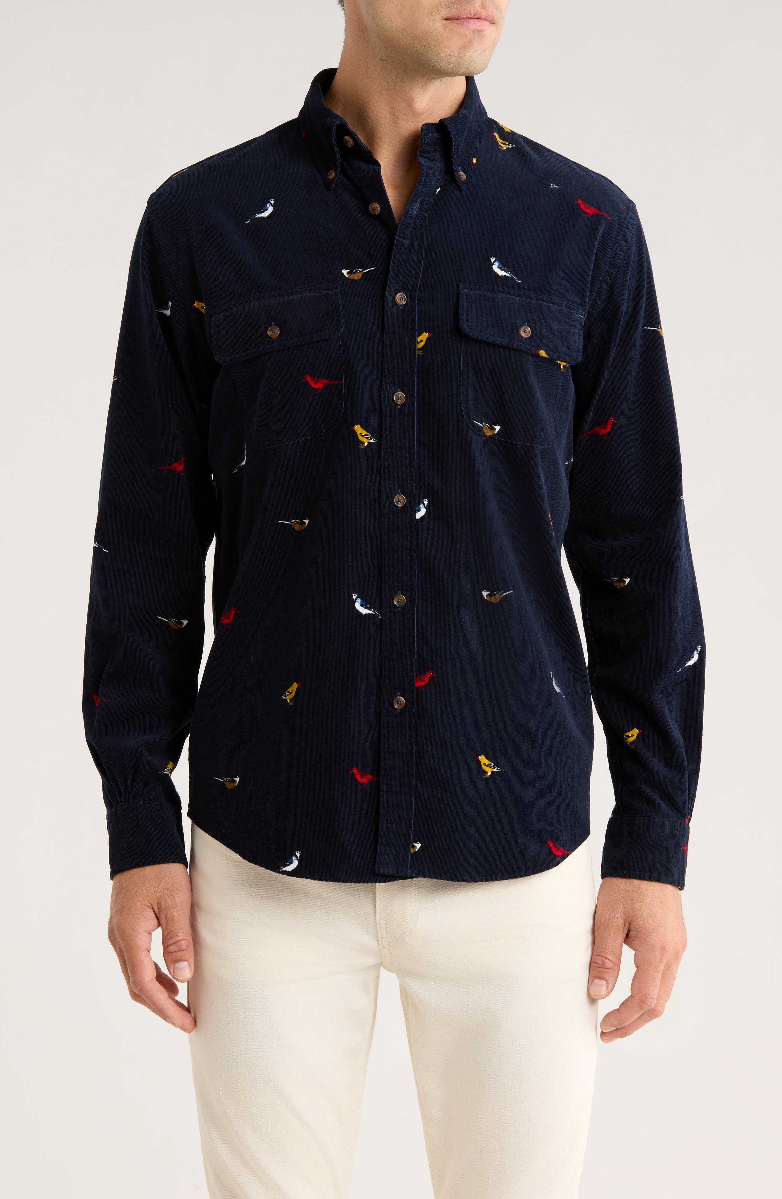 Brooks Brothers Regular Fit Bird Print Button-Up Shirt