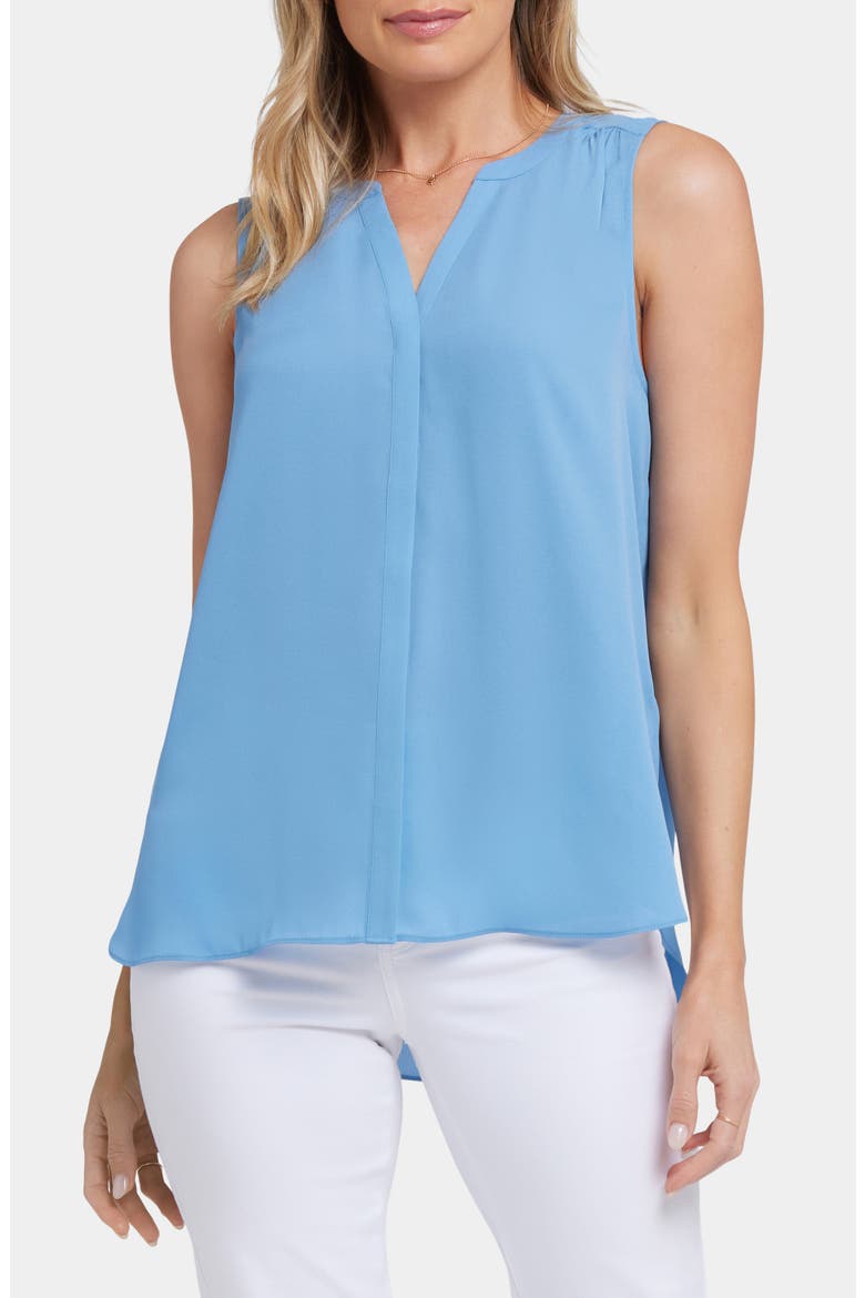 Print Pleat Back Sleeveless Split Neck Blouse (Nordstrom Exclusive), Main, color, PACIFIC COAST
