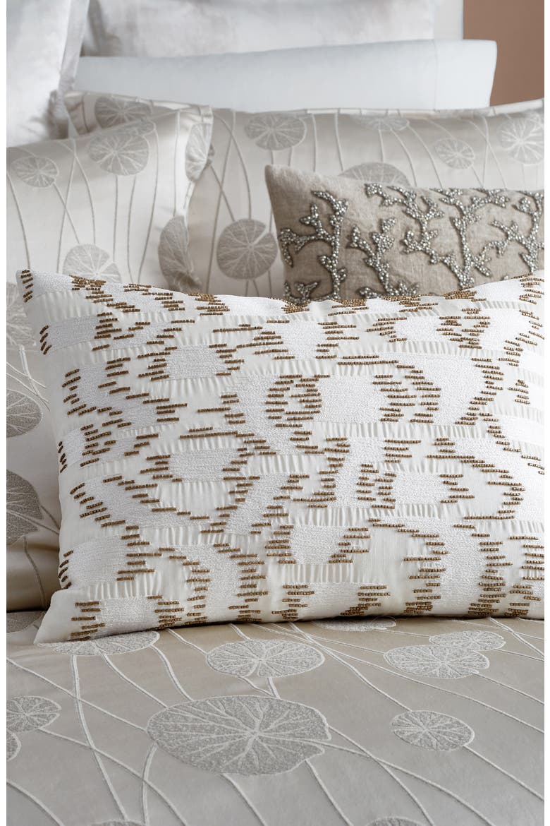 Beaded & Embroidered Accent Pillow, Alternate, color, IVORY