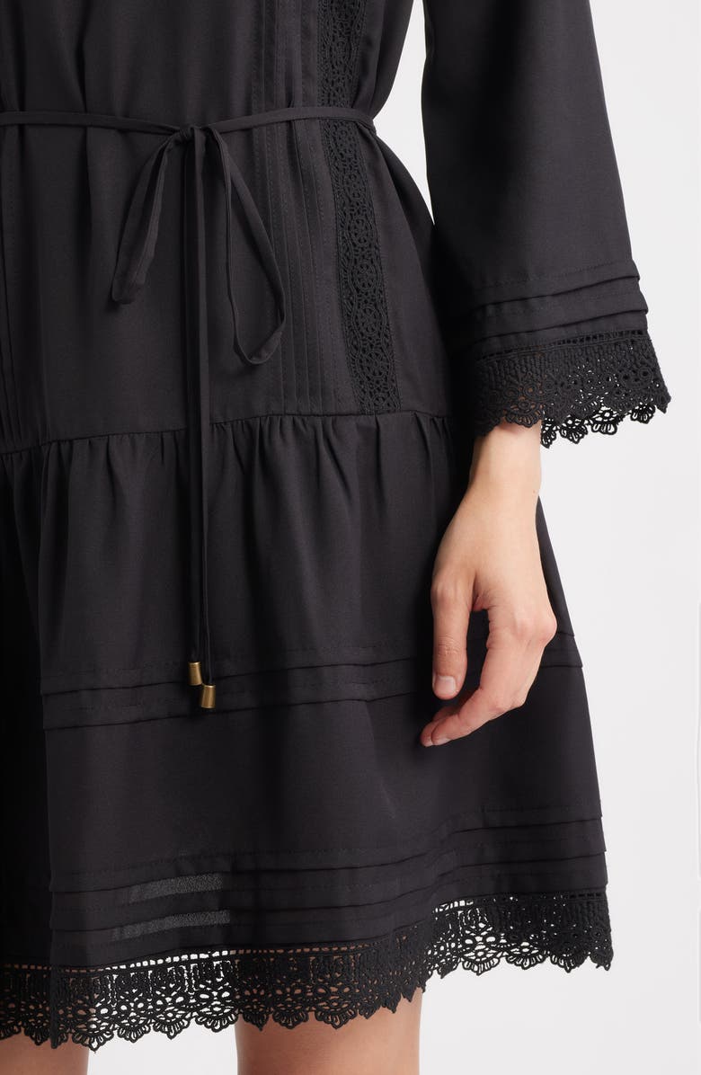 Julia Jordan Lace Long Sleeve Shirtdress, Alternate, color, Black