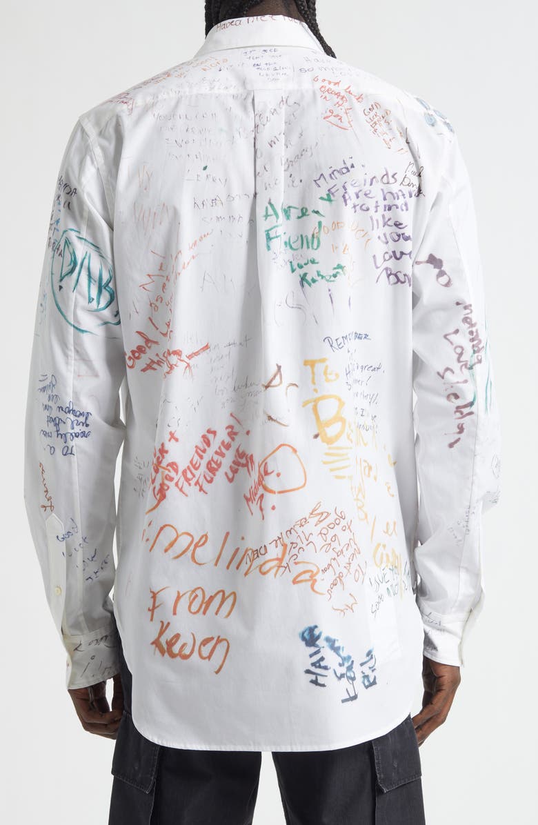 TAKAHIROMIYASHITA TheSoloist. Regular Collar Cotton Button-Up Shirt, Alternate, color, White Graduate Print