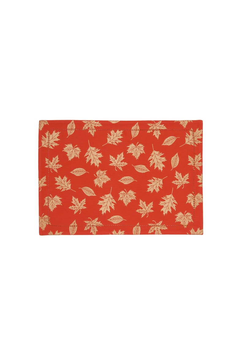 Lux Autumnal Leaf Fall Harvest Placemat Set of 6 14" x 20", Alternate, color, Gold