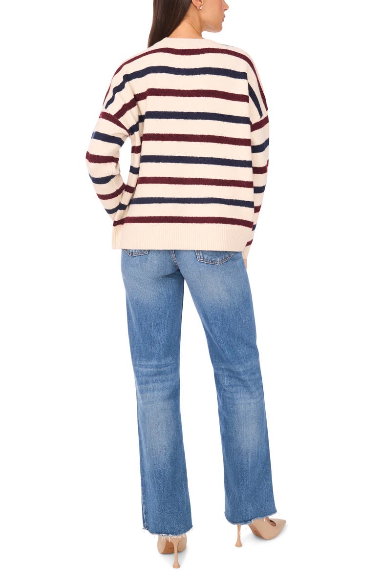 Parker Embroidered Striped Sweater, Alternate, color, Birch