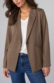 Liverpool Los Angeles Plaid Cutaway Blazer