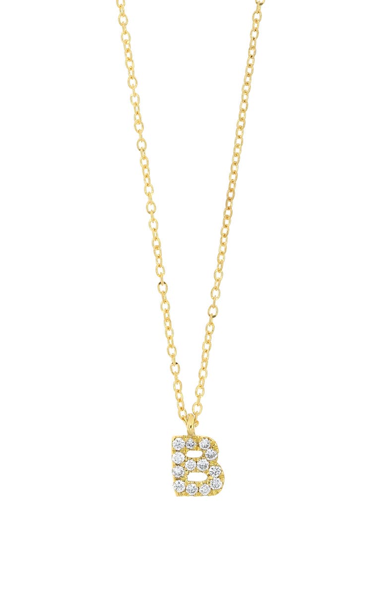 Bony Levy Icon Pavé Diamond Initial Pendant Necklace, Main, color, 18K Yellow Gold - B
