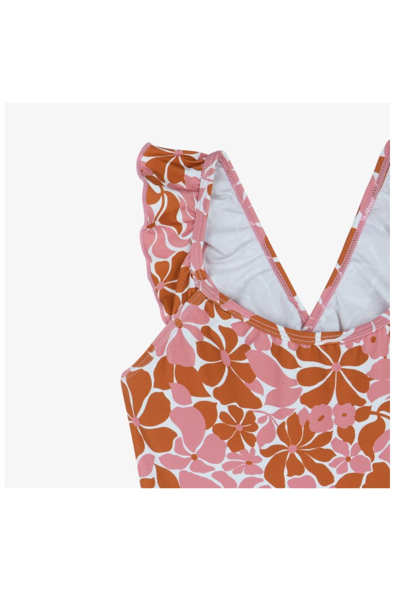 Summer Memories Square Neck Ruffle One Piece, Alternate, color, Pink-Brown