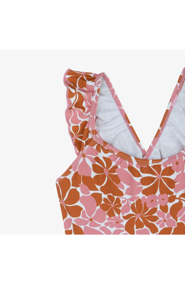 Gottex Kids Summer Memories Square Neck Ruffle One Piece, Alternate, color, Pink-Brown