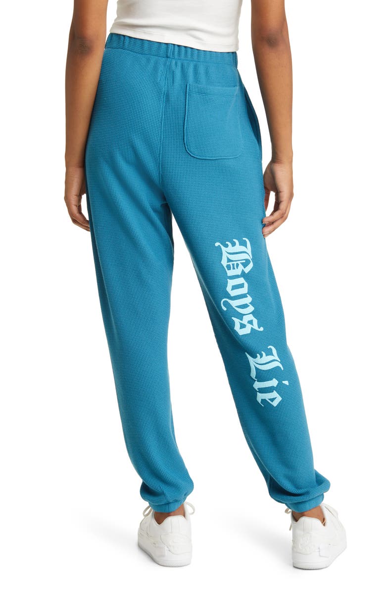 BOYS LIE Blue Read Reciepts Cotton Waffle Knit Sweatpants, Alternate, color,