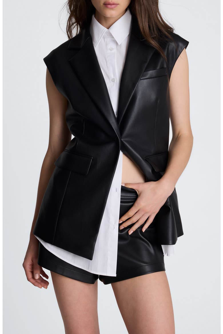 Layered Faux Leather Vest & Shirt Set, Main, color, BLACK/ PURE WHITE