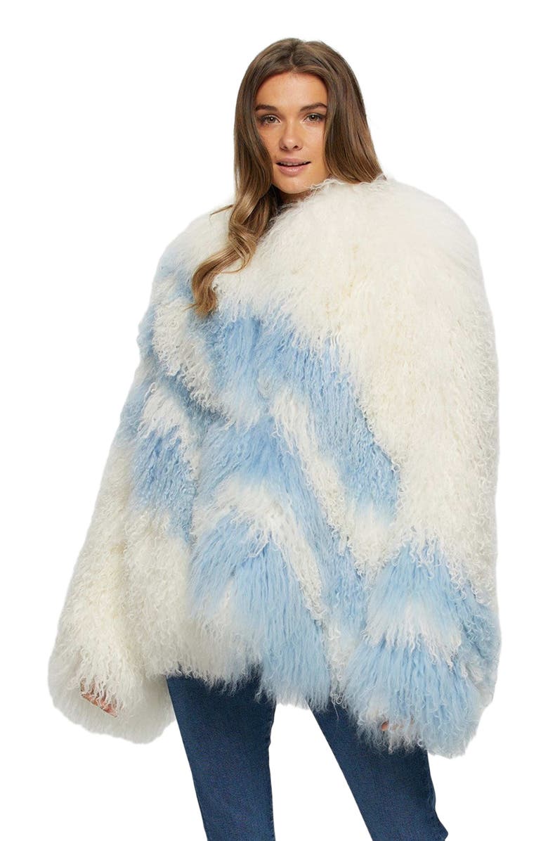 GORSKI Mongolian Goat Jacket, Main, color, White/Blue