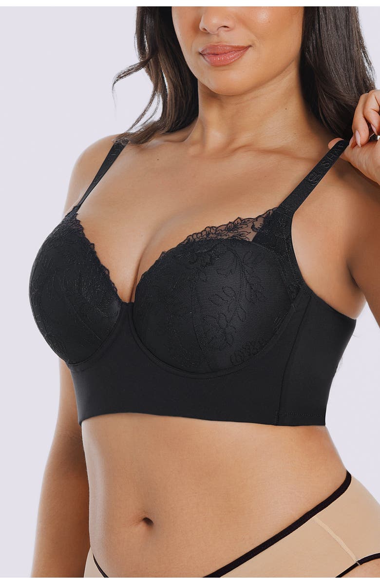 Shapellx Back Smoothing Lace Underwire Bra, Alternate, color, Black