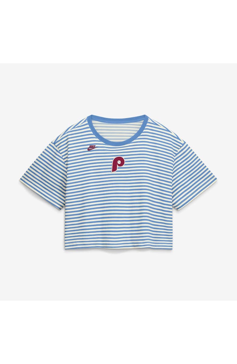 Nike Women's Nike Light Blue/Cream Philadelphia Phillies Cooperstown Collection Striped Cropped T-Shirt, Alternate, color, Light Blue