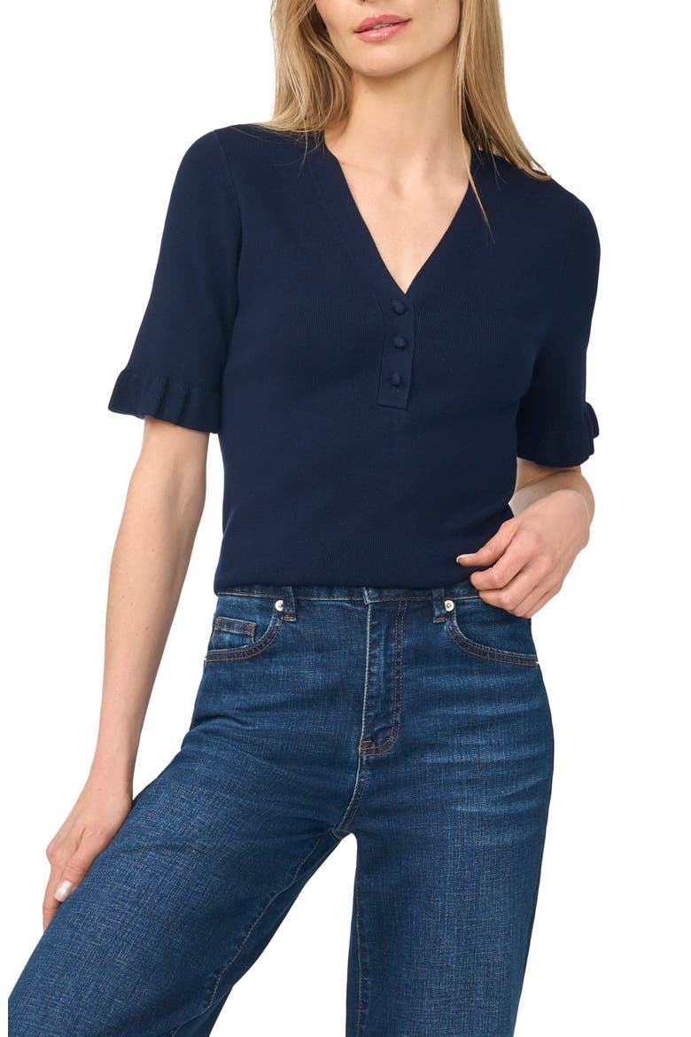 V-Neck Elbow Sleeve Sweater, Main, color, CLASSIC NAVY