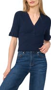 CeCe V-Neck Elbow Sleeve Sweater