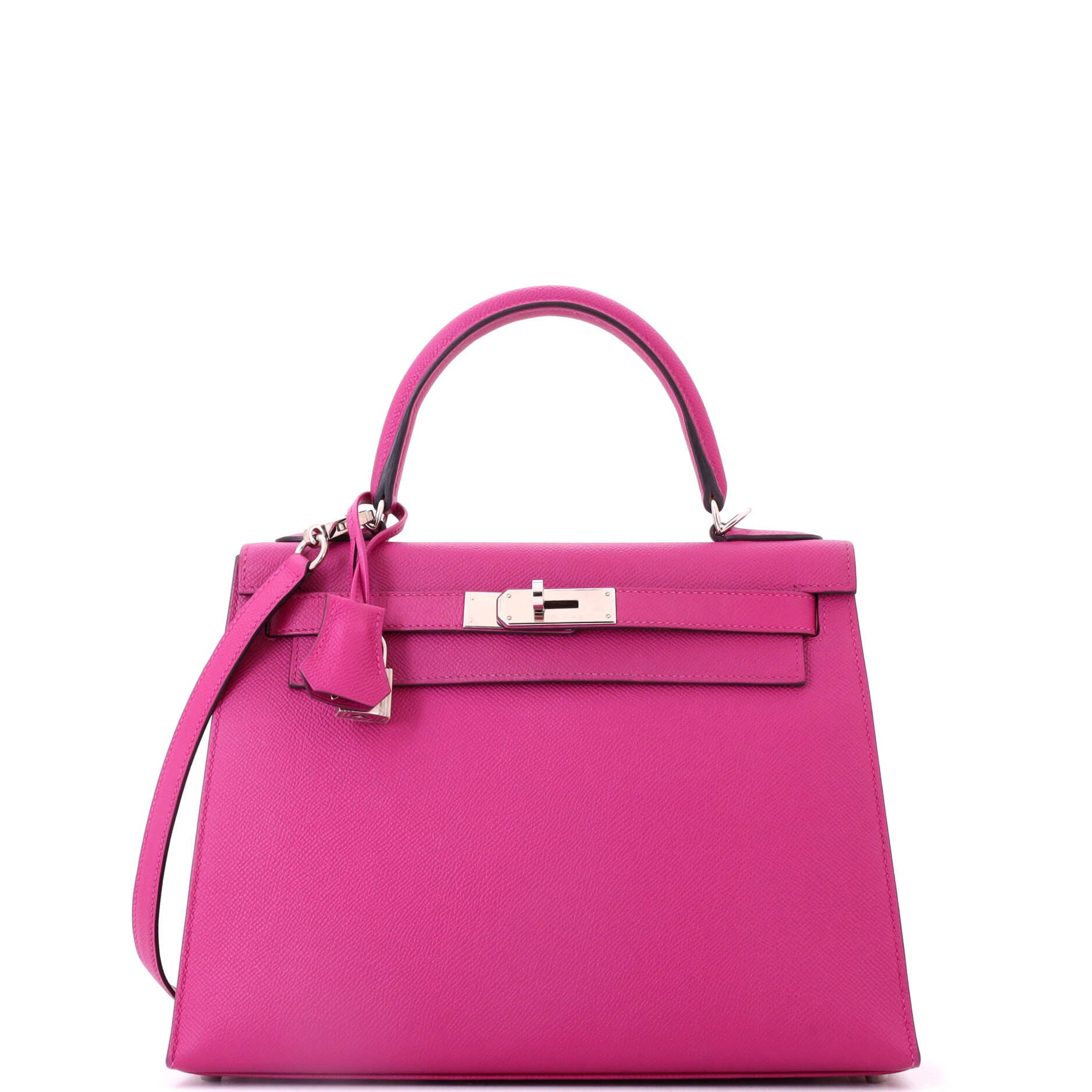 Pre-Owned Hermes Kelly Handbag Pink Epsom with Palladium Hardware 28, Main, color, Rose Pourpre