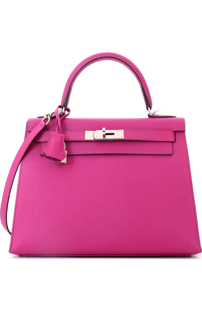 Pre-Owned Hermes Kelly Handbag Pink Epsom with Palladium Hardware 28, Main, color, Rose Pourpre