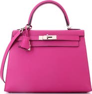 Pre-Owned Hermes Kelly Handbag Pink Epsom with Palladium Hardware 28